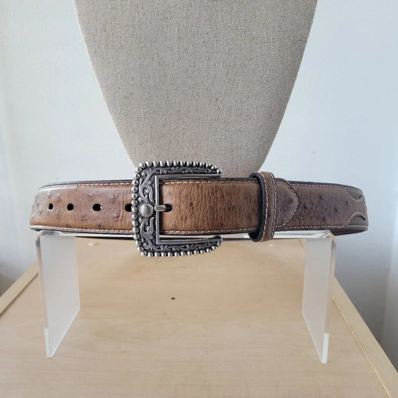 Western Style SILVER CROSS Men’s Genuine Leather Belt - Picture 3 of 14